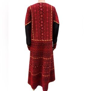 Unique Palestinian Traditional Thobe Hand Embroidered Tatreez Dress High Low